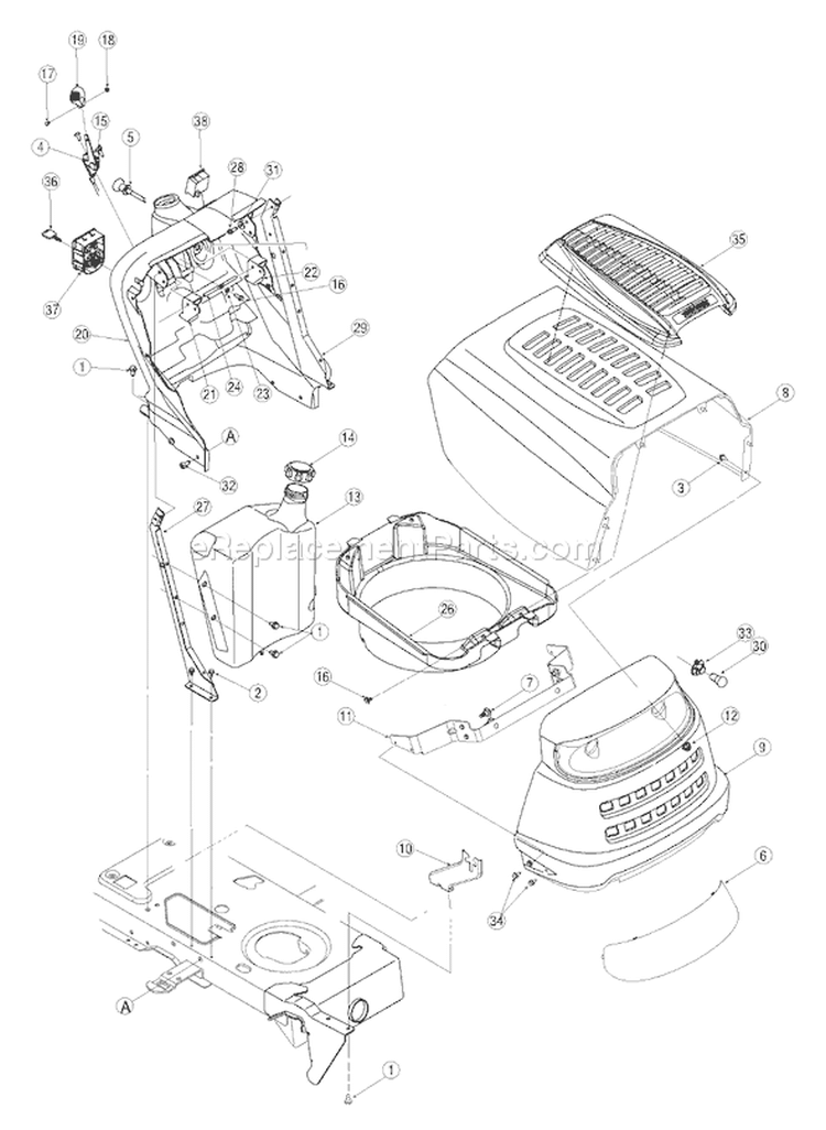 Page E Diagram and Parts List for 13AT605H755 2005 Yard Man Lawn Tractor